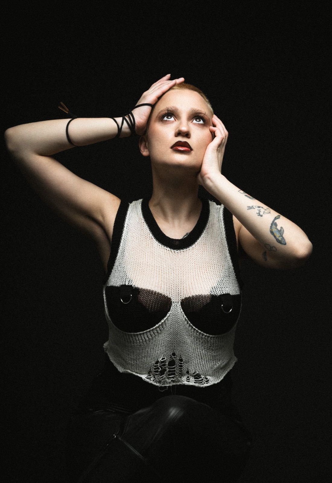 Editorial studio portrait, raw and graded